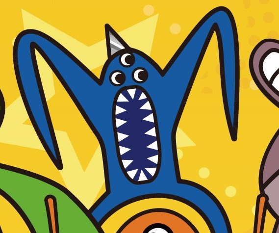 ガーデンオブバンバンのキャラクター、ナブナブの画像。青色で三つの目、たくさんの歯を持つモンスター。